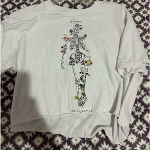 social culture | white floral skeleton tshirt